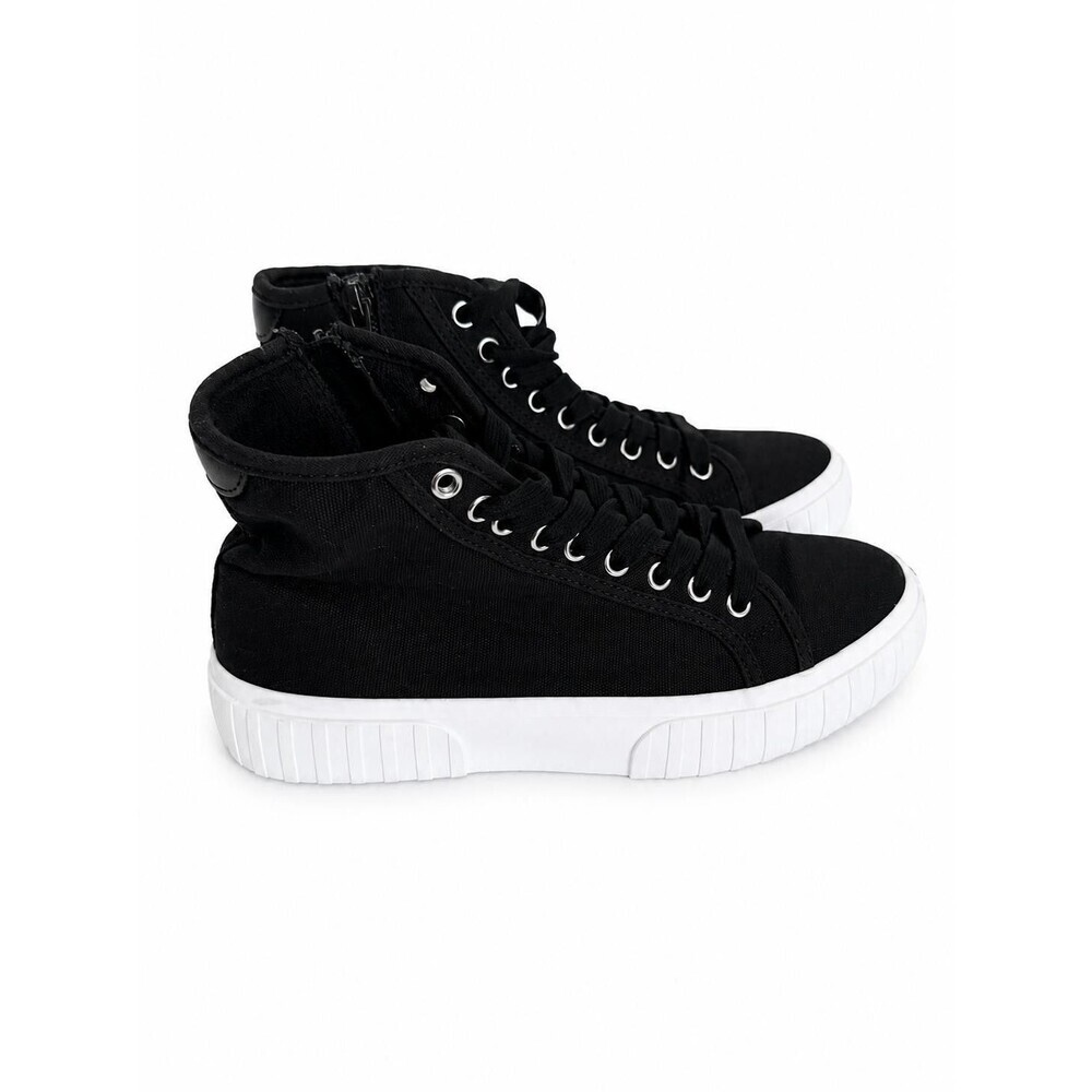 Steve Madden Womens Black Platform High-Top Sneakers Size 8.5 Zipper
